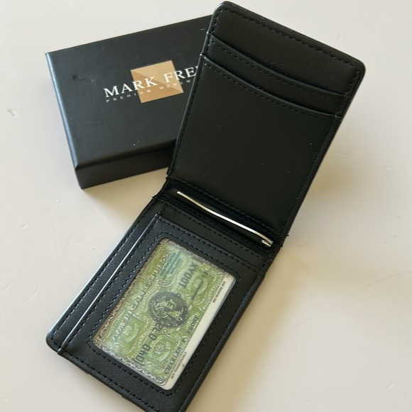 Mark Fred Black Leather Money Clip Wallet - NEW IN BOX. - Picture 1 of 6